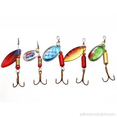 LotFancy 30 PCS Metal Fishing Lures Spinner Baits Crankbait Salmon Bass, 1 Treble Hook, with Tackle Box, Box Size 1.6 x 6 x 3.9 inches